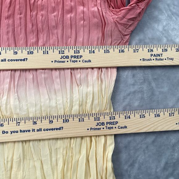 J Jill Top Womens XXSP 2XS Petite Pink Yellow Ombre Silk Crinkle Button Up - Picture 8 of 16